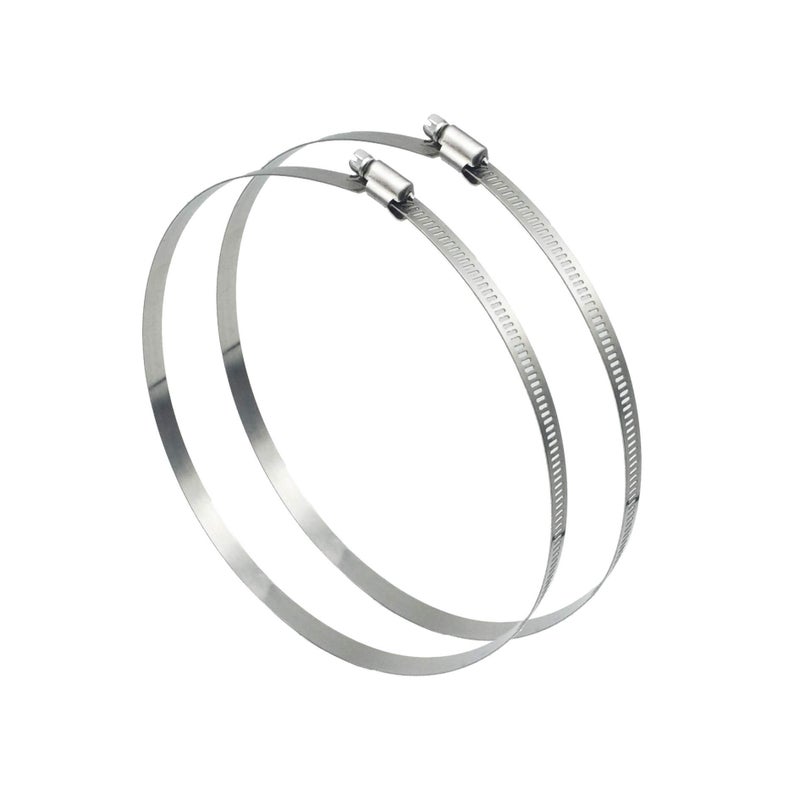 EesTeck 2Pcs 10" (Diameter) Adjustable 304 Stainless Steel Duct Clamps Hose Clamp Pipe Clamp Air Ducting Clamp worm drive hose clamps (251mm-273mm) - Image 1